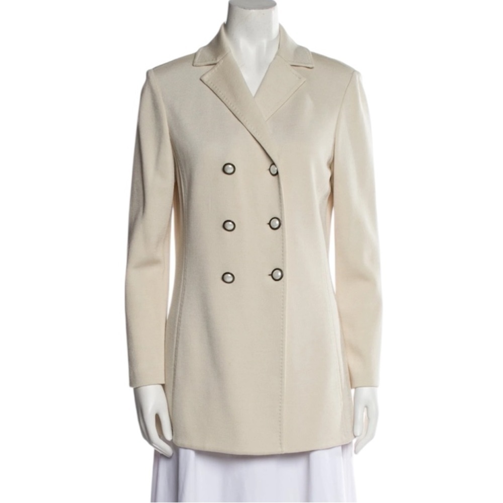 St. John | Women’s Beige Wool Blend Longline Jacket Size 4